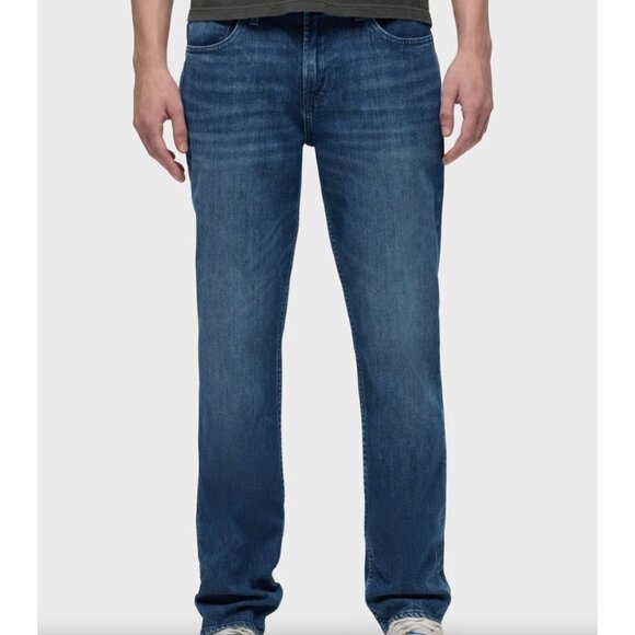Hudson Mens Blake Slim Straight Distressed Whisker Jeans Size 32x33 Blue AN EXC - Picture 1 of 12